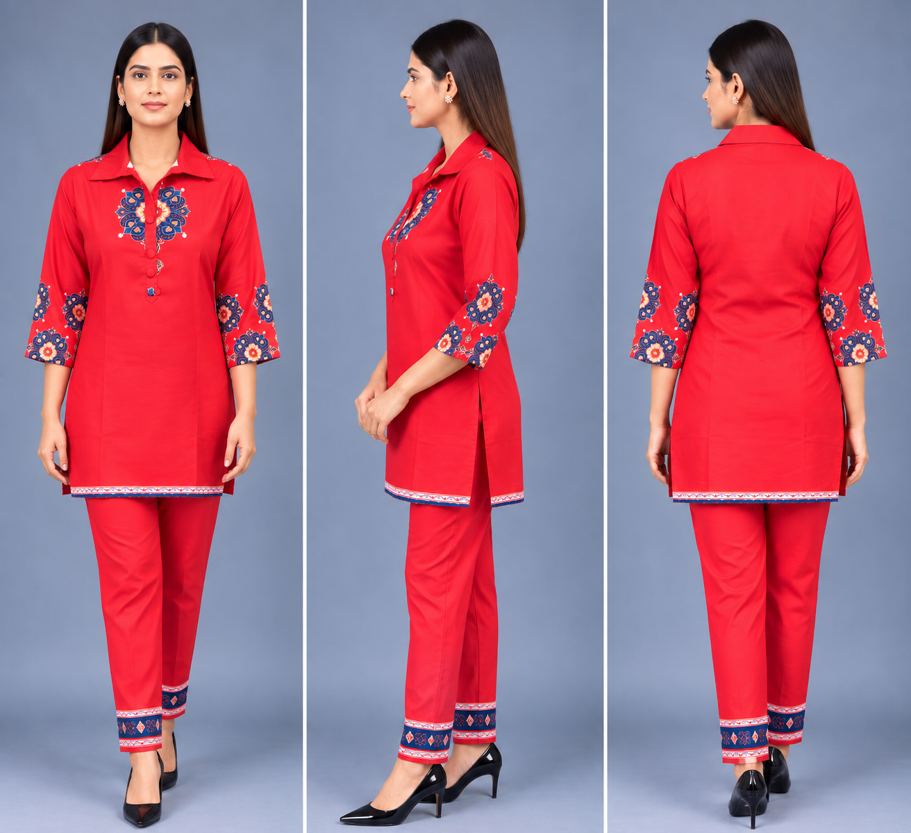 Scarlet Sapphire Reyon Co-Ord Set with Matching Free Scrunches