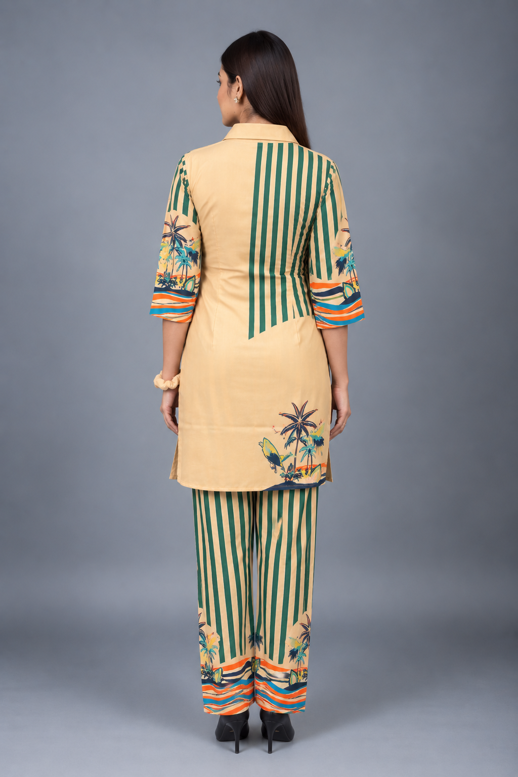 Sage Oasis Reyon Co-Ord Set with Matching Free Scrunches