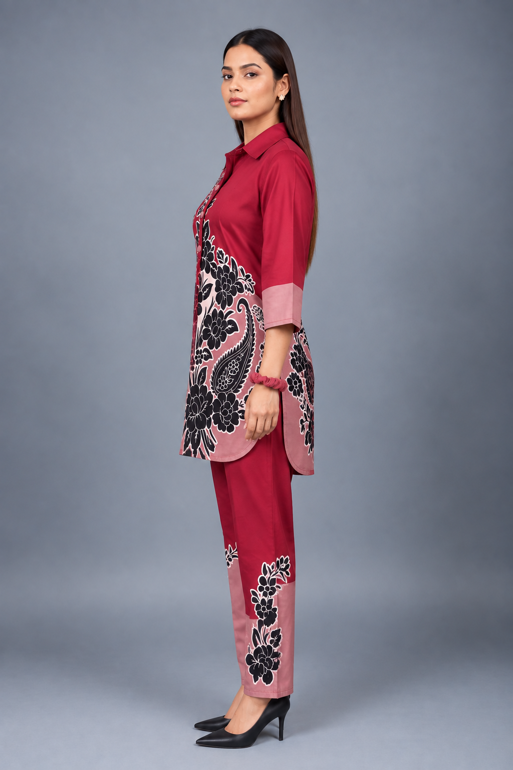 Velvet Rose Reyon Co-Ord Set with Matching Free Scrunches