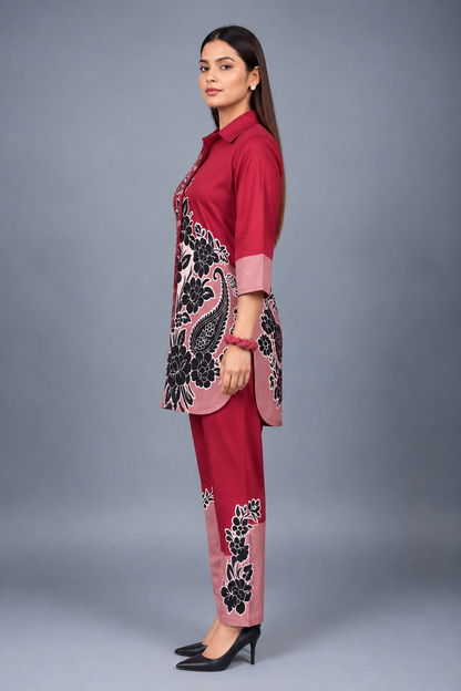 Velvet Rose Reyon Co-Ord Set with Matching Free Scrunches