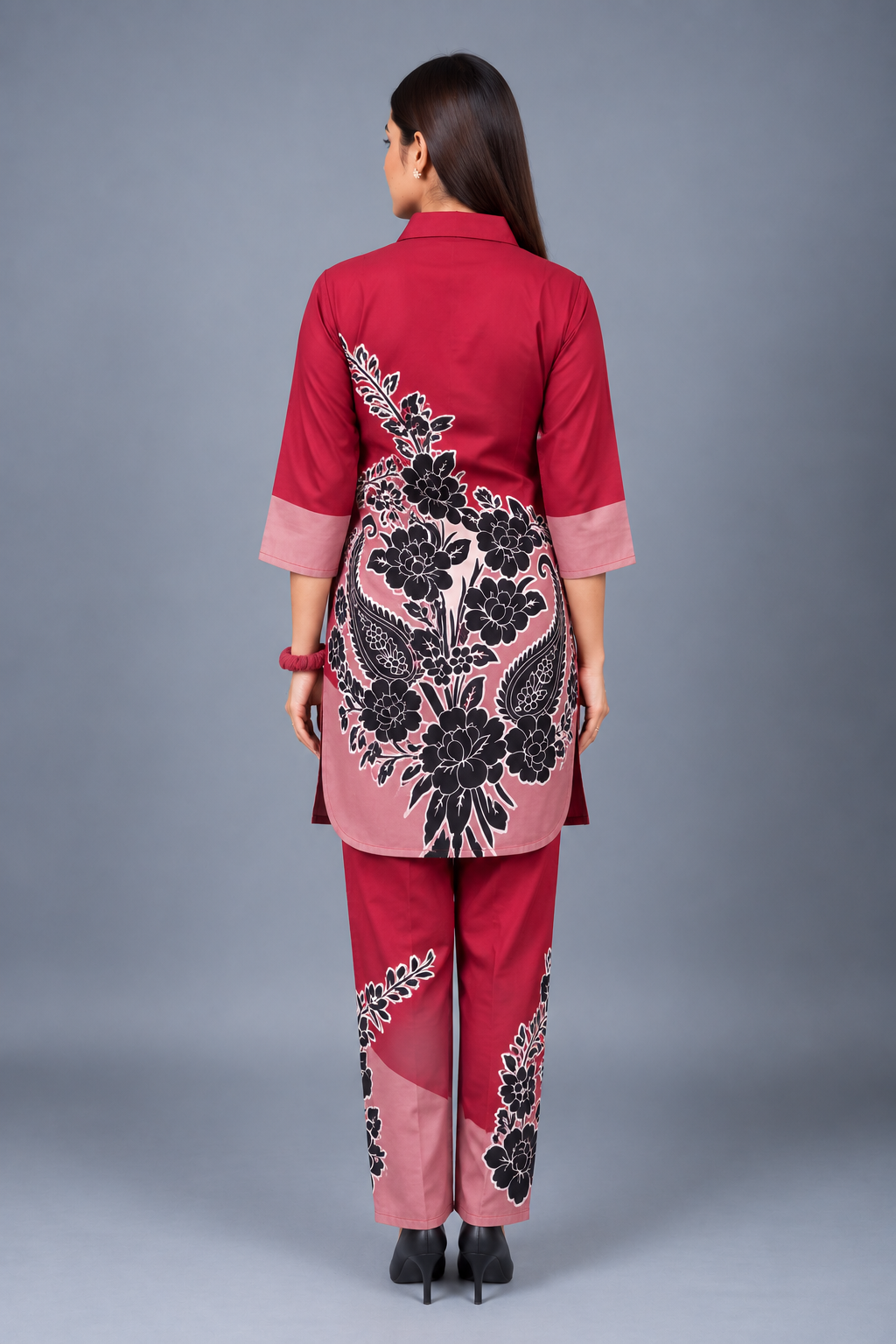 Velvet Rose Reyon Co-Ord Set with Matching Free Scrunches