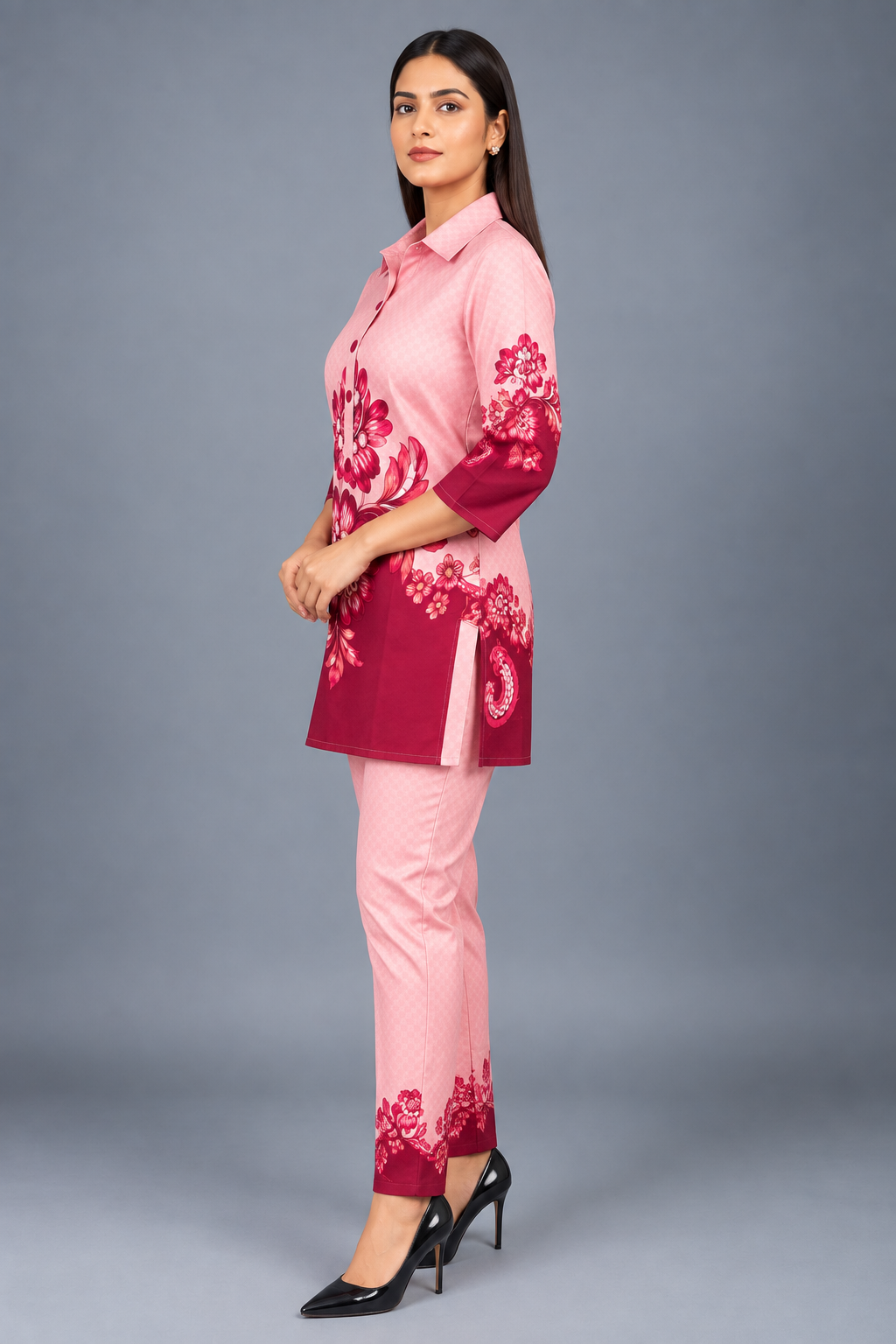 Blush Berry Reyon Co-Ord Set with Matching Free Scrunches