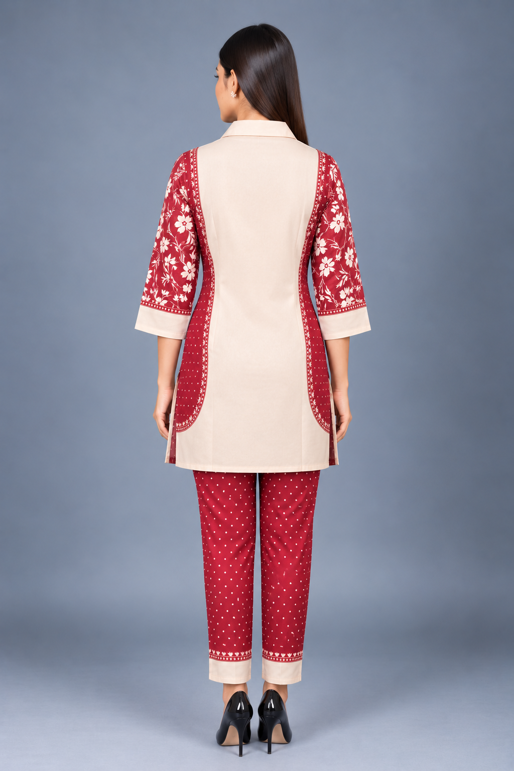 Ivory Ruby Reyon Co-Ord Set with Matching Free Scrunches