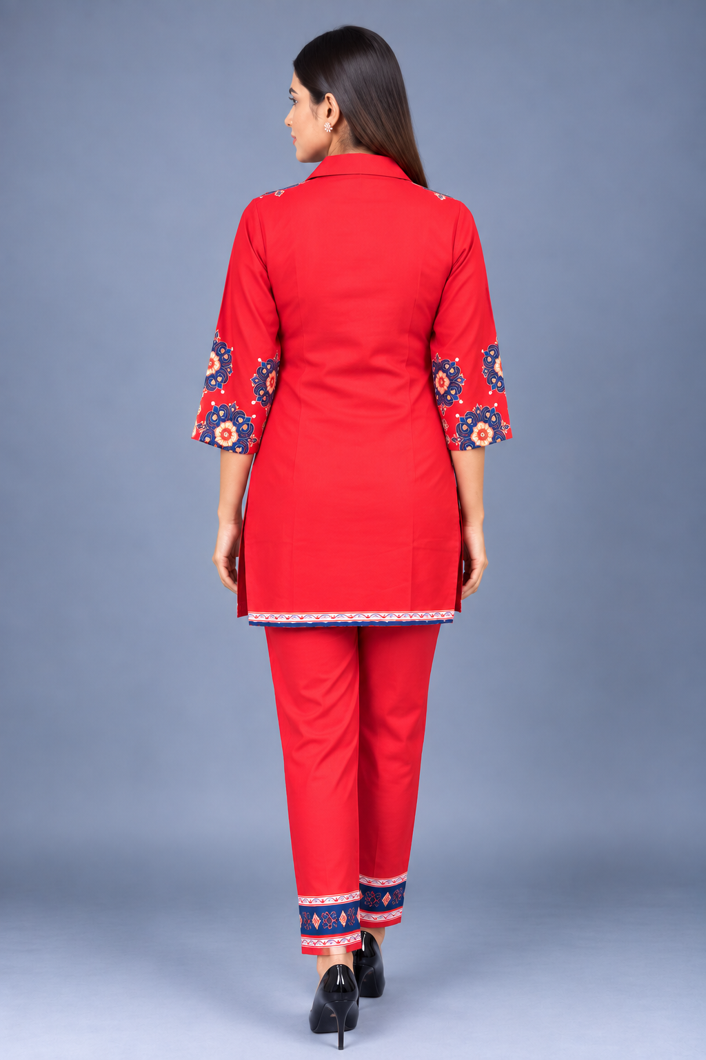 Scarlet Sapphire Reyon Co-Ord Set with Matching Free Scrunches