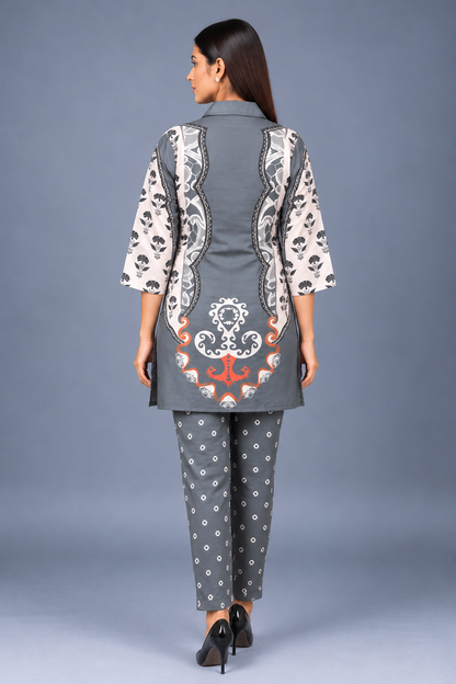 Silver Sage Reyon Co-Ord Set with Matching Free Scrunches