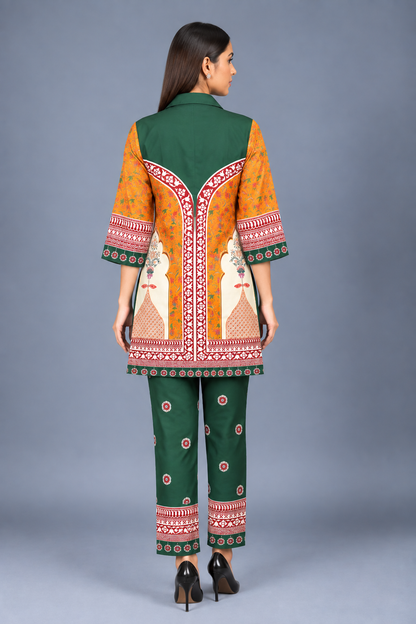 Emerald Marigold Reyon Co-Ord Set with Matching Free Scrunches