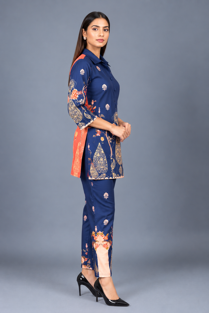 Midnight Blossom Reyon Co-Ord Set with Matching Free Scrunches