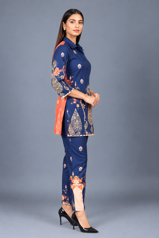 Midnight Blossom Reyon Co-Ord Set with Matching Free Scrunches