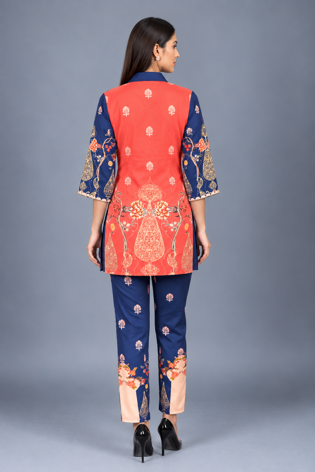Midnight Blossom Reyon Co-Ord Set with Matching Free Scrunches